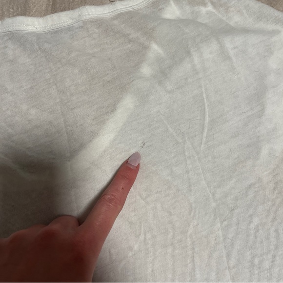 Distressed White Scoop Neck Tee | Size Small - Picture 5 of 9